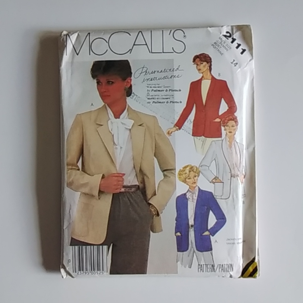 McCall's SZ 14 New Business Casual Blazer #2111 Pattern